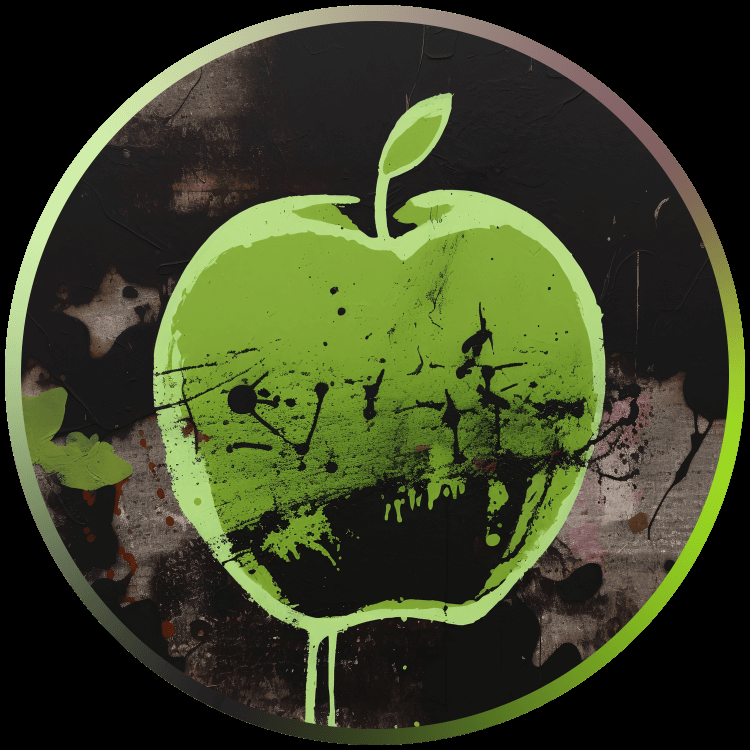 Ein mit AI-Generiertes Bild eines grünen Apfels, welches stellvertretend für den Strain 